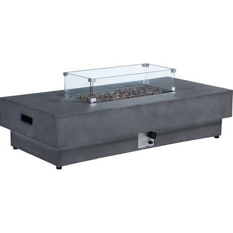 Table braséro rectangulaire au gaz en MGO gris – Foyer rectangulaire - SEROZA (1/5)