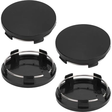Lot de 4 cache-moyeux 60 mm - Convient pour diverses jantes en aluminium - Noir (1/5)