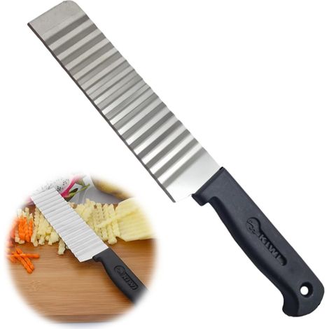 1 Couteau Ondulé, Lame Acier Inoxydable, Poignée Ergonomique PP, Coupe Légumes Fruits