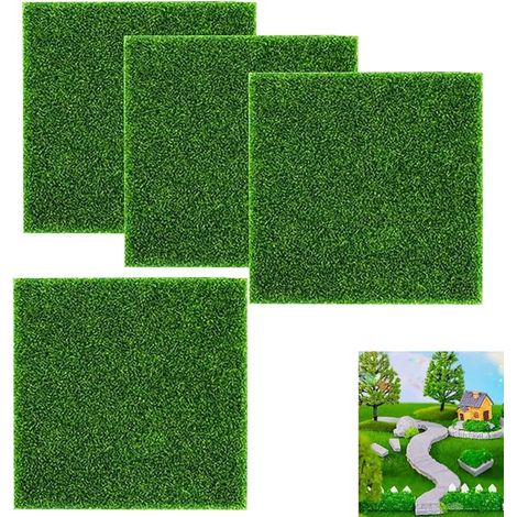 Gazon Artificiel Tapis De Pelouse Verte Artificielle pour Jardin Balcon Terrasse Aire de Jeux Enfants,pour La Production de Bricolage de Micro Paysage,15x15cm (1/5)
