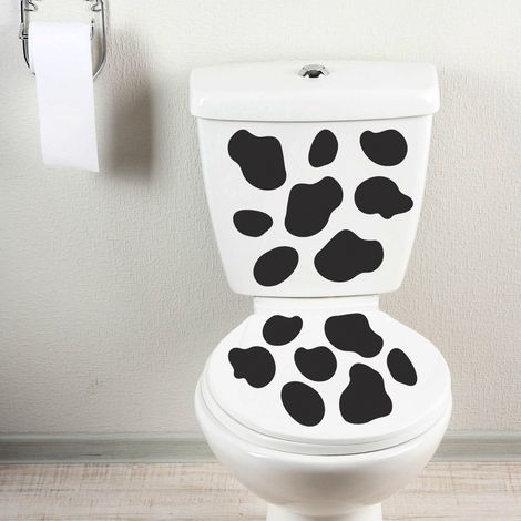 Sticker Autocollant Vache 48x68cm, Décoration Toilettes Taches de Vache pour Fans Animaux - Décorez Vos Toilettes (1/4)