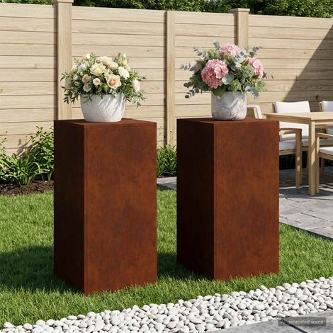 vidaXL Plant Stand 2 pcs Rusty 40 x 40 x 80 cm Weathering Steel (1/5)