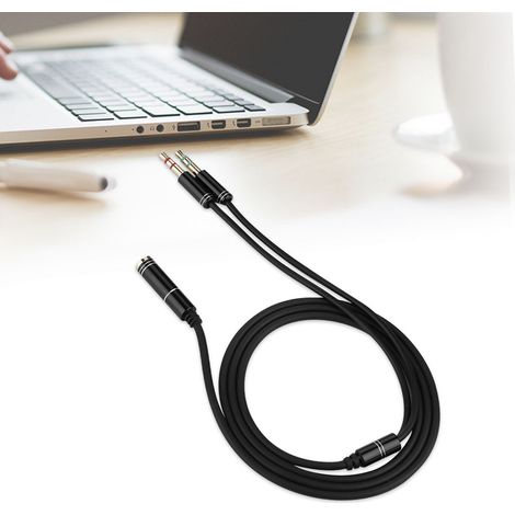Câble d'extension audio 3,5 mm femelle vers double mâle 3,5 mm avec adaptateur pour casque et micro (1/5)