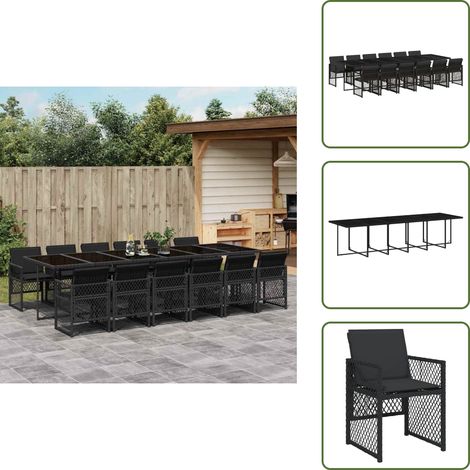 Cuscini da giardino - vidaXL Set da Pranzo da Giardino 13pz con Cuscini Nero in Polyrattan - Rattan PE