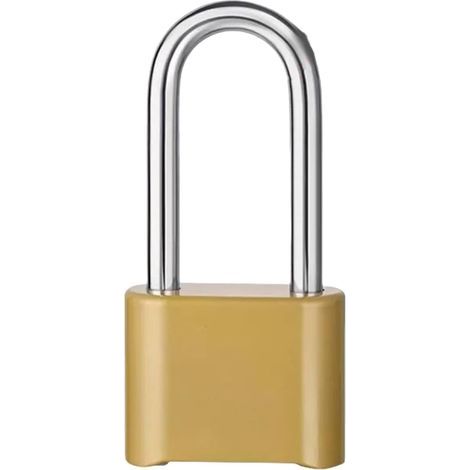 Robust, multifunctional, safe zinc alloy combination lock for indoor and outdoor use, long beam, gold color (1/5)