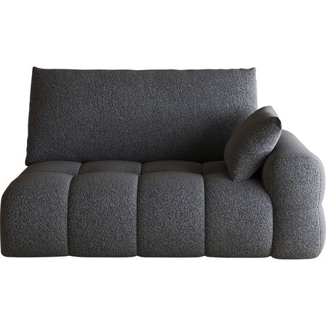 Canapé 2 places gris foncé modulable pour salon, méridienne droite, tissu velours doux, 130x105x86 cm (1/5)