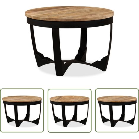 The Living Store Table basse bois de manguier brut 60x40 cm - Table Basse Industrielle - Table Basse Design - Table Basse Vintage - Table D'appoint - Table Basse Marron (1/5)