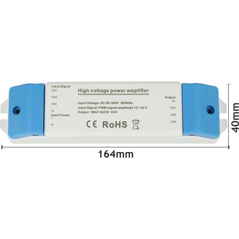 Amplificatore Led RGB e Mono Colore 220V 3X2A Per Striscia Led Alta Tensione Compatibile Con Centralina 12V 24V (1/3)