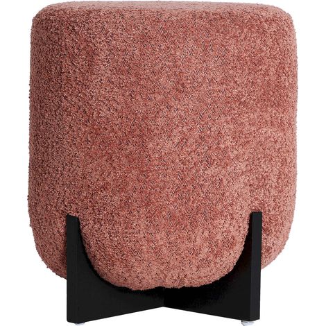 Repose pieds contemporain en polyester rose et bois de pin noir - Rose poudré et noir profond (1/3)