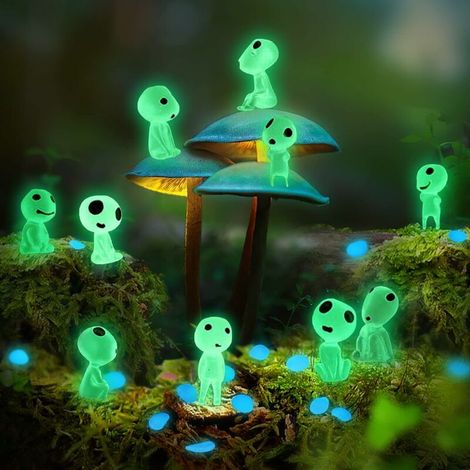 10 pezzi Figurina della principessa Mononoke Albero luminoso Elfi Figurine dell'albero Mini decorazione del giardino per interni ed esterni Casa Patio Esterno -