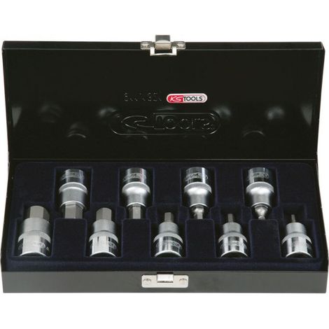 Set mit 9 Sechskant-Schraubendrehereinsätzen 1/2'' 4 bis 17 mm