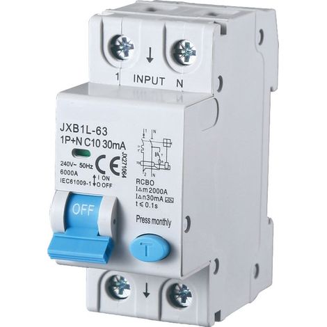 gloca Interruttore Magnetotermico Differenziale 1P+N 10A 30mA 220V 6KA 2 Moduli DIN C10 Classe A (1/4)