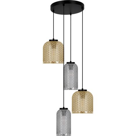 Suspension moderne verre noir/ambre 4xE27 15W Kaja INGA (1/4)