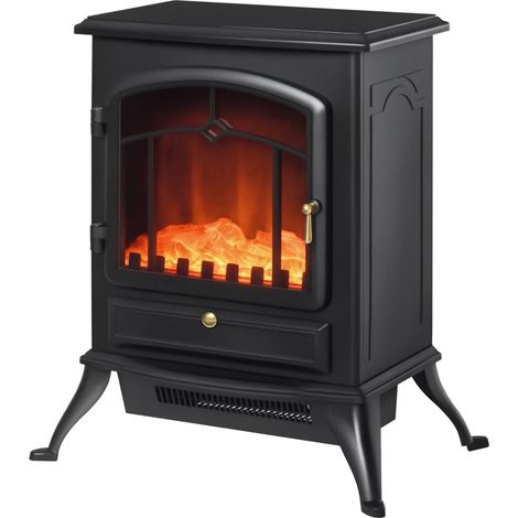 CYBERLUX-Cheminée électrique à effet flamme, 1000 W/2000 W, avec protection contre la surchauffe et thermostat, en ABS et verre, 45 x 28 x 54 cm, noire