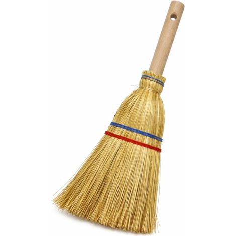 Scopetta saggina 2 fili Piccola per pulire camino resistente e robusta - Lunghezza totale Scopino 36 cm, con manico legno da 15 cm (1/5)
