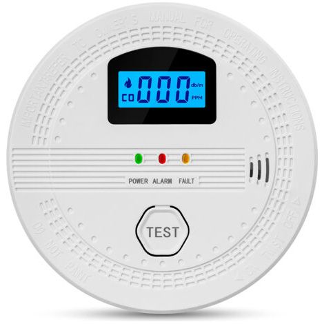 Détecteur de fumée monoxyde de carbone, capteur électrochimique, affichage numérique, alarme sonore et lumineuse, indicateur LED, fonctions diverses,de dyk.Trywise (1/4)