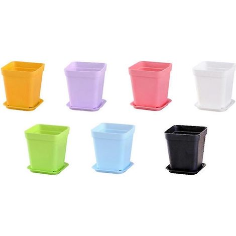 14 pots de fleurs carrés en plastique, mini pots décoratifs, jardinières créatives pour plantes succulentes, support à fleurs, organisateur, fournitures de jardinage avec plateau 7 (1/5)