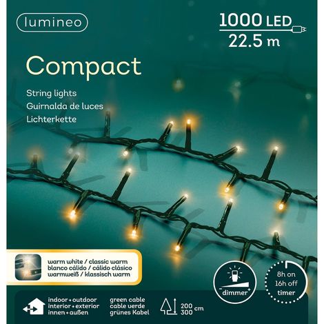 Lumineo LED Lichterkette Compact grün 22,5 Meter 1000 Lichter - warmweiß / klassisch warm (1/2)