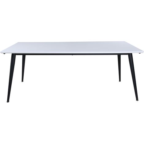 Jimmy Esstisch 90x195/285cm inkl. Zusatzplatten HPL weiß, schwarz.