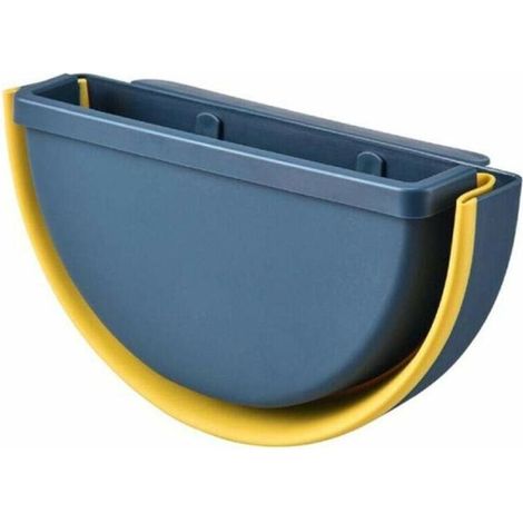 Poubelle corbeille à ordures pour cuisine salle de bains suspendue poubelle armoire de cuisine porte toilette bureau boîte de rangement des déchets mur mode-bleu,(bleu)