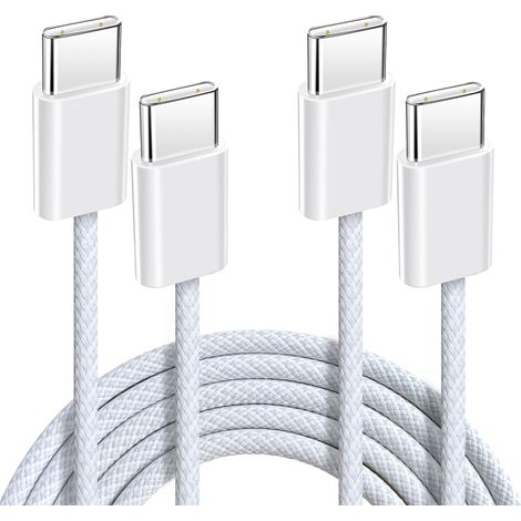 2 PCS C vers USB C charge rapide: USB type C 3A nylon serré câ ble de chargeur USB pour iPhone 16 15 pro Max Samsung S24 S23 iPad MacBook Pro / air