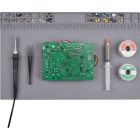 60 x 35 cm Welding Mat, Extra Large Antistatic Welding Mat, Silicone Repair Material, 932 ° F, for Electronics and Watchmakers, Grey (1/5)