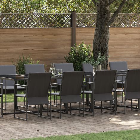 vidaXL Ensemble de salle à manger pour jardin 13 pc Noir Acier (1/5)