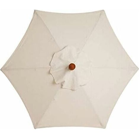 Housse de Rechange pour Parasol à 6 Baleines - 3 m - Imperméable - Anti-Ultraviolet - Blanc