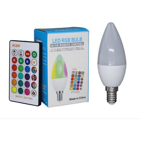 Lot de 4 Ampoules Bougie LED Intelligentes RGBW E14 5W avec Télécommande, Dimmable 85-265V (1/5)