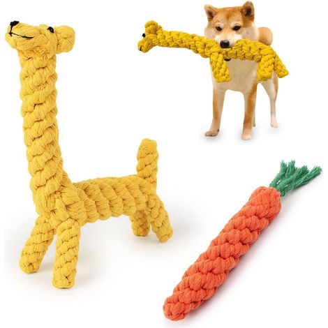 Pack Puppy Small Puppies Small Dogs Chew Toys Teething Rope Ball Knot Training Durable Teeth Interactive Cotton Dental Care Treats Anxiety Giraffe (1/5)