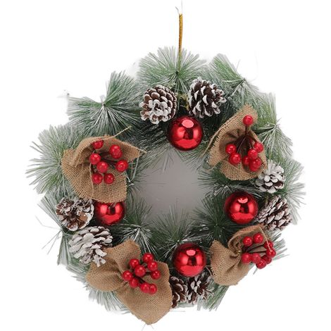 Realistische und farbenfrohe Weihnachtsgirlande aus Kiefernnadeln, ideal zum Dekorieren Ihrer Haustür oder Ihres Hauses (kleines Modell). (1/5)