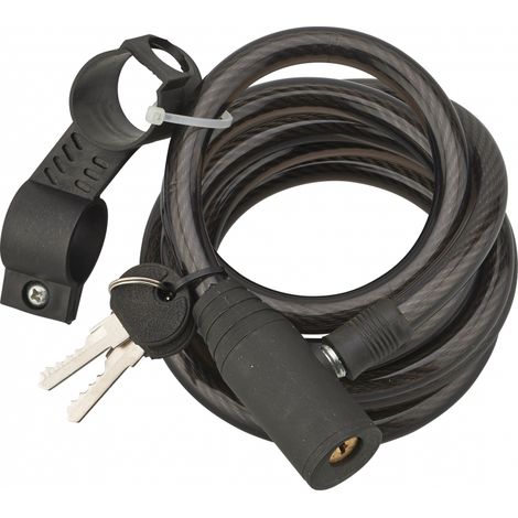 THIRARD - Antivol à clé Twisty, câble acier, vélo, 12mmx1.8m, 2 clés, noir - THIRARD