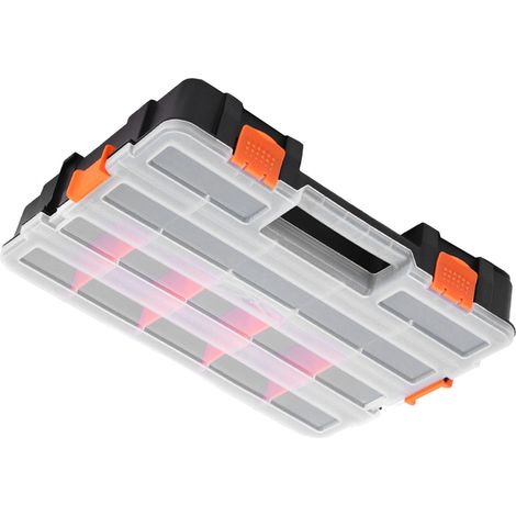 Boîte à outils et accessoires de quincaillerie portable double face en plastique, boîte de tri de composants électroniques, boîte à pièces, boîte de rangement G-382 (simple face), 37,5 x 29 x 6,7 cm (1/5)