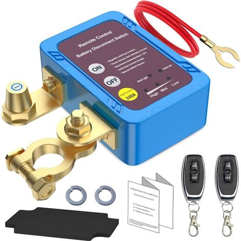 Coupe-circuit batterie 12V 240A,coupe-circuit de batterie antivol pour voiture, interrupteur de déconnexion de batterie à distance, interrupteur d'arrêt automatique pour voiture,bateau,RV,ATV,camion