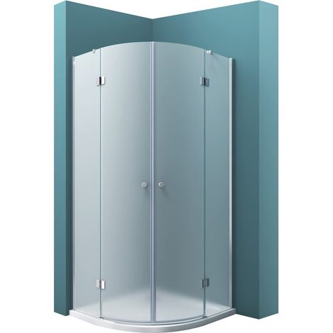 Mai & Mai Box Doccia 80x80cm con Piatto Doccia, Cabina Bagno in Vetro Smerigliato 6mm Box Cabina Doccia Angolare con 2 Porte Girevoli Ravenna02K-Plus (1/5)