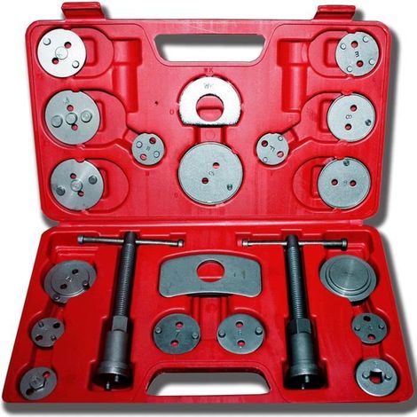 Kit de Réparation pour Repousse Piston, Set d\'Outils pour Étrier de Frein, 21 pièces, avec une mallette rouge, Matériau: Acier C45 (1/3)