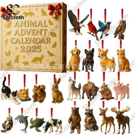 New Birds' Descent Calendar Blind Box Christmas Tree Decoration Acrylic Pendant - Animals' Descent Calendar - 3D
