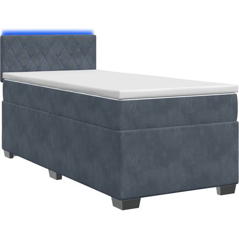 Cama con Base Tapizada, Colchón y Luz LED Gris oscuro vidaXL (1/5)
