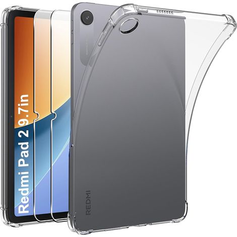 Coque pour Xiaomi Redmi Pad 2 9.7" avec Verre Trempé Protection écran, Transparent Soft Etui Silicone TPU Cover Housse Absorption Anti-Scratch Housse étui pour Redmi Pad 2 9,7" (1/5)