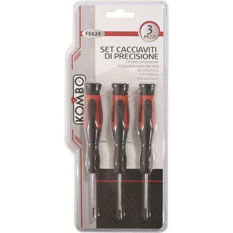 Set 3 Cacciaviti di Precisione in Acciaio Forgiato Punta Magnetica sl 3x0,50mm