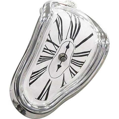 Horloge de bureau décorative rétro en plastique plaqué métal argenté (1/5)