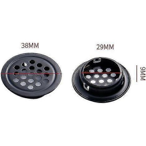 Grille d'aération, lot de 5 grilles rondes en acier inoxydable de 35 mm pour ventilation de soffite (noire) (1/5)