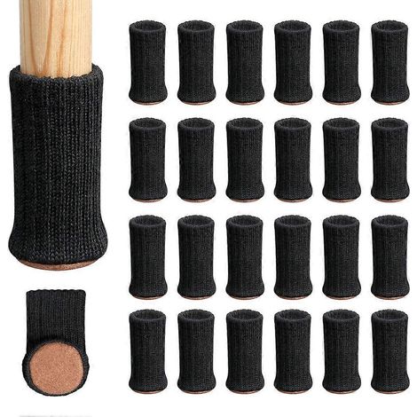 Ensemble de 24 pièces de protections de pieds de chaise haute élasticité, protections de sol, protections de pieds de chaise antidérapantes, protections de pieds de meubles, adaptées aux diamètres noi (1/5)