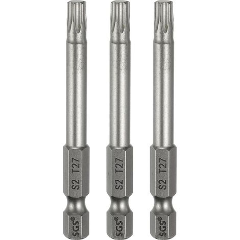 3Pcs Embout Tournevis T27 Tête Torx Longueur 2.6" (65mm) Acier S2 (1/5)