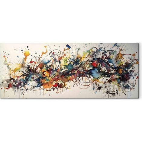 Toile Abstraite Colorée Horizontale pour Décor Moderne - 100 x 40 cm (1/3)
