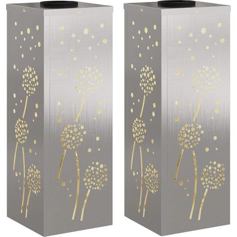 Maison Exclusive - Luz de camino LED solar 2 pcs Plateado Acero i