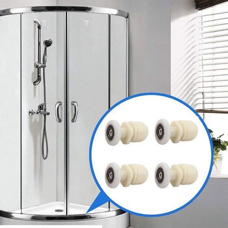 Roulettes Porte De Douche - Laiton Et Acier Inoxydable - Pour Portes En Verre 4 À 6 Mm - Diamètre 19 Mm - Lot De 4 (1/5)