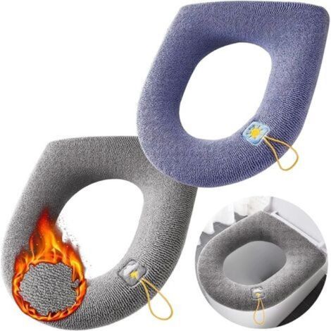 Set of 2 Universal Toilet Seat Cushions, Washable Toilet Seat Cover with Hanging Loop for Bathroom, Most Toilets (1/5)