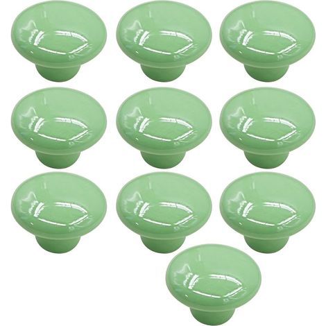 Bouton Porte 10 PCS Céramique Poignée Porte de Cuisine Armoire à Tiroirs Porte Boutons Vert 33mm- (1/5)