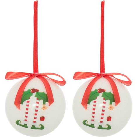 Lot de 2 boules de Noël en papier imprimé lutin D. 60 mm - Feeric lights & christmas (1/2)